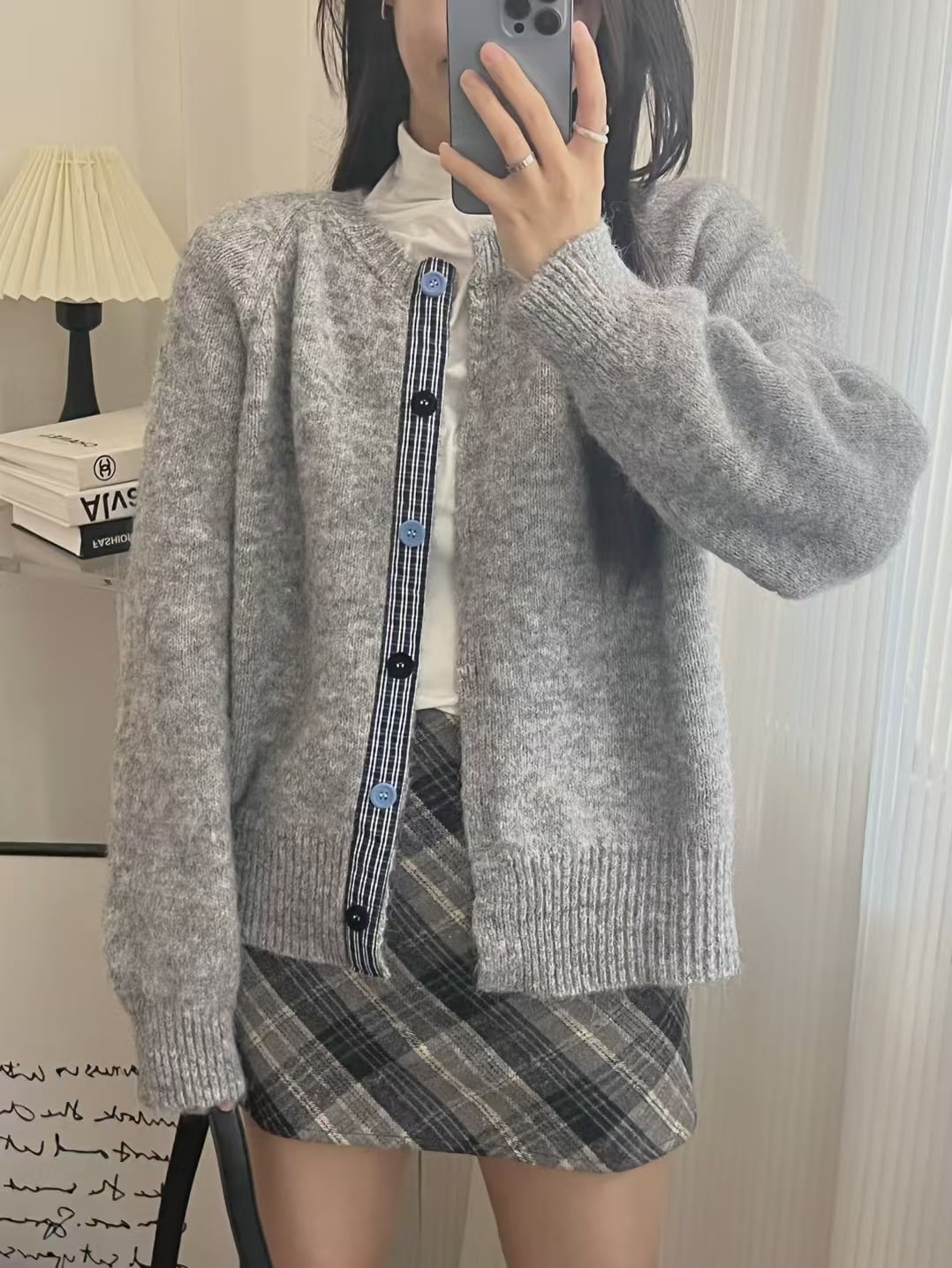 【outer】切り替えニットカーデ　M29006