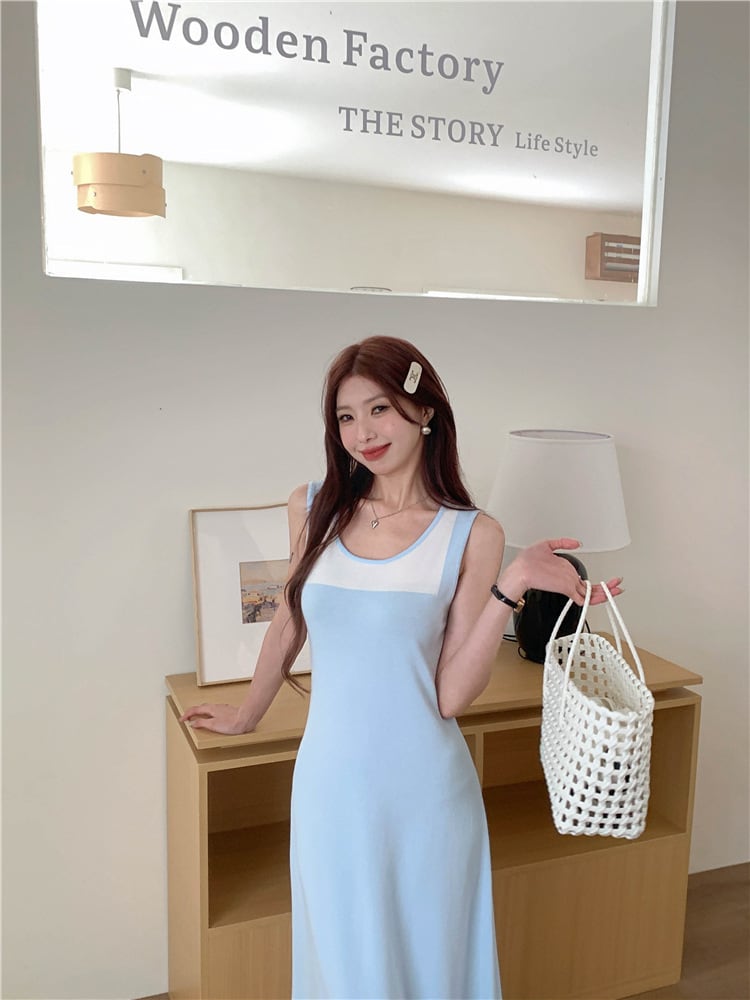 【dress】偽二つ切り替えニットキャミワンピース G20518