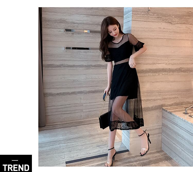 【dress】韓国風気質満点スウィート切り替え着痩せハイウエストワンピース G0271