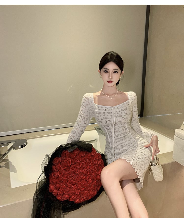【dress】レース切り替えワンピース　M26143