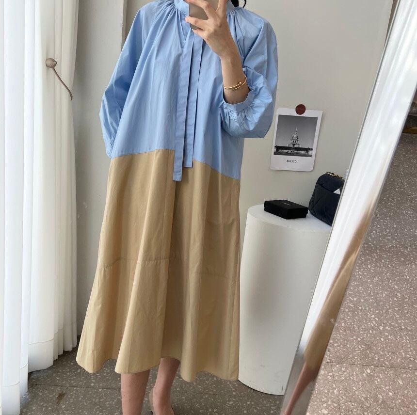 【dress】配色カジュアルワンピース　M18692