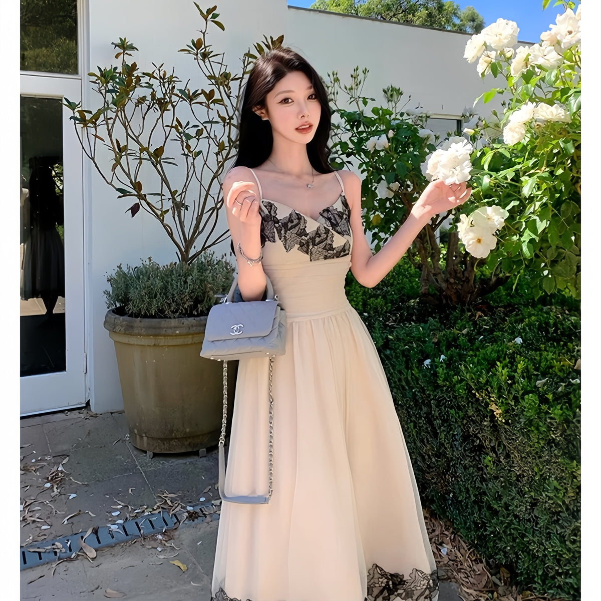 【dress】レースドッキングチュールキャミワンピース　N3553