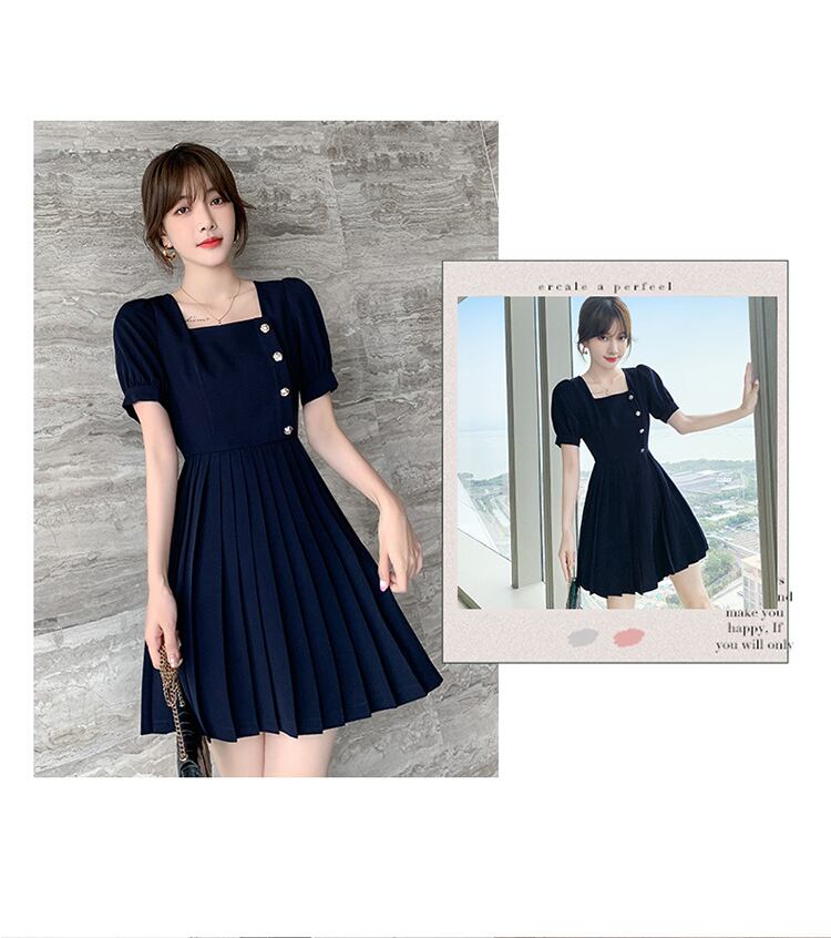 【dress】美人度アップ!気質満点スウィートスクエアネック夏 デザインワンピース G0538