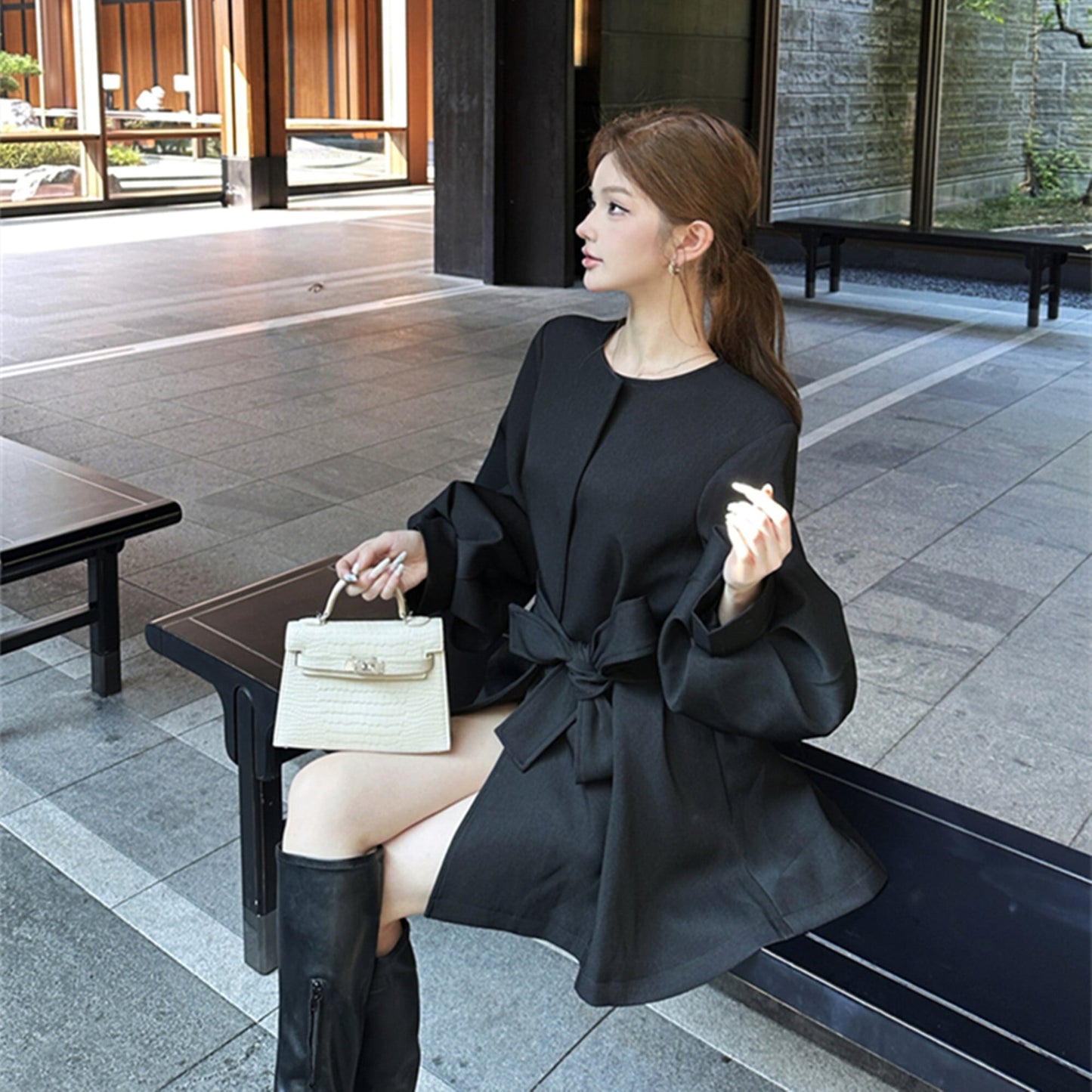 【dress】2WAYノーカラーミニワンピース　N3327
