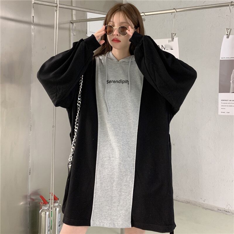 【dress】韓流スタイル!気質満点レトロ秋ルーズパーカーワンピース G1883