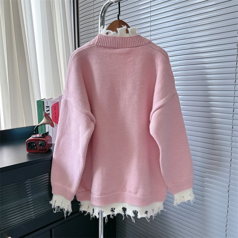 【outer】配色ニットカーデ　M26137