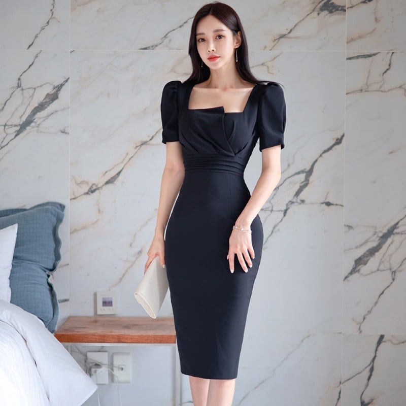 【dress】OL通勤スクエアネックワンピース G21443