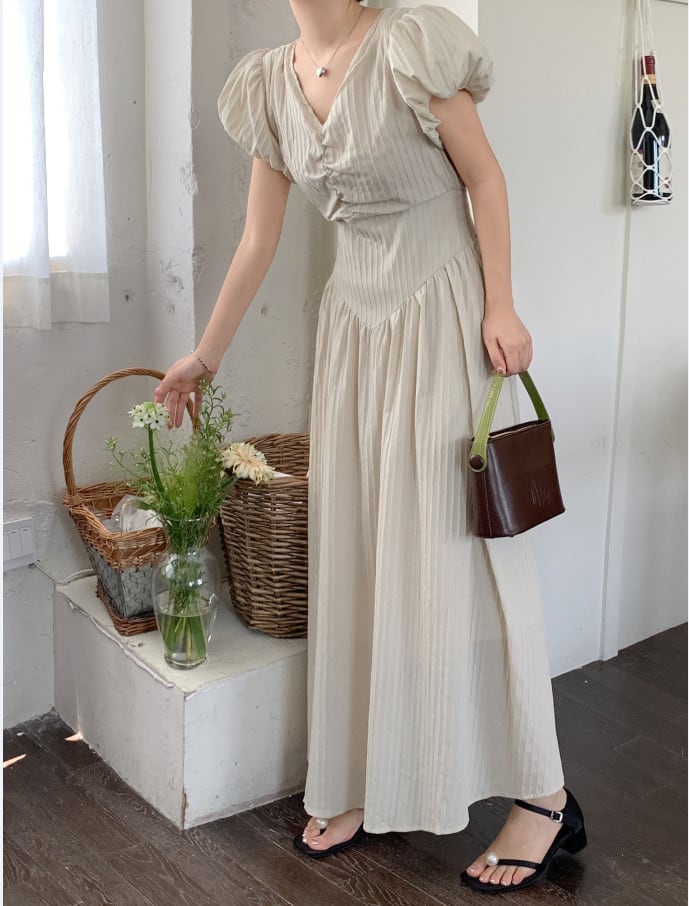 【dress】Vネックワンピース　M24039