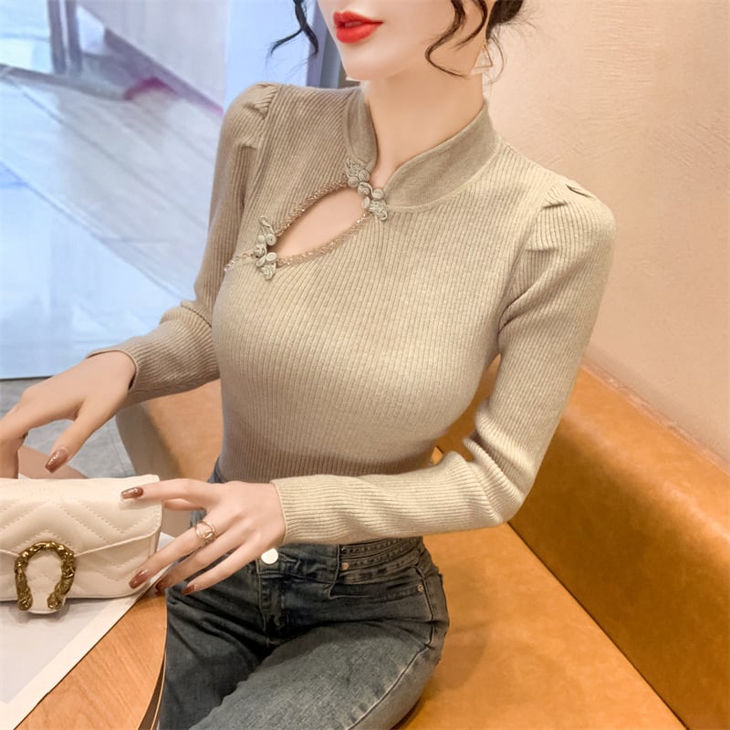 【tops】ビジューニットトップス　M28708