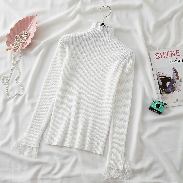 【tops】レース切り替えニットトップス　M28663
