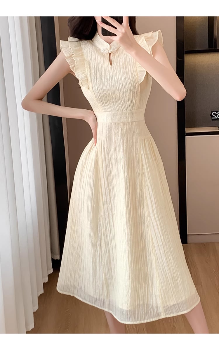 【dress】フレンチスリーブAラインワンピースF7477