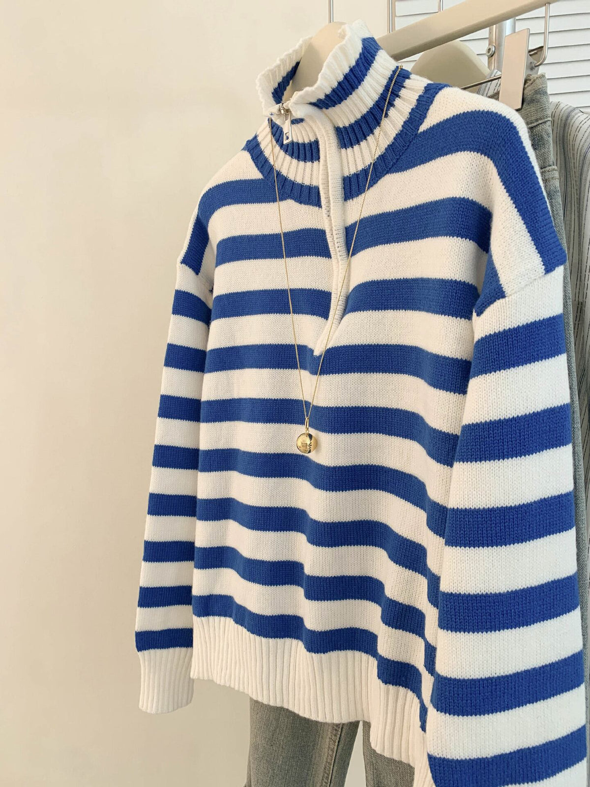 【tops】ボーダー柄ニットセーター　M29214