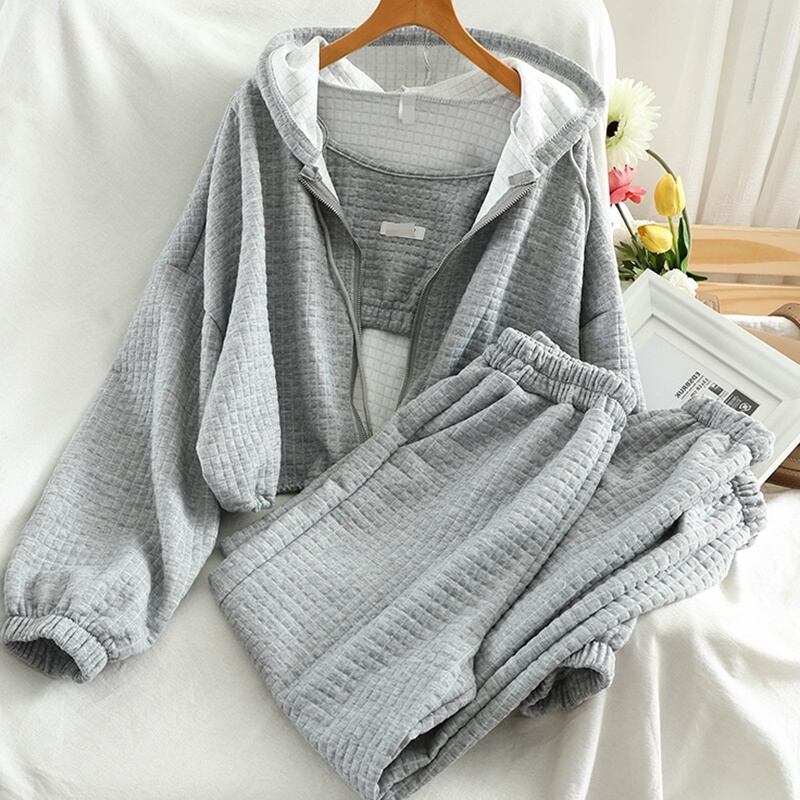 【set】韓流スタイル!気質満点カジュアルアウター+キャミソール+パンツ3点セット G2925