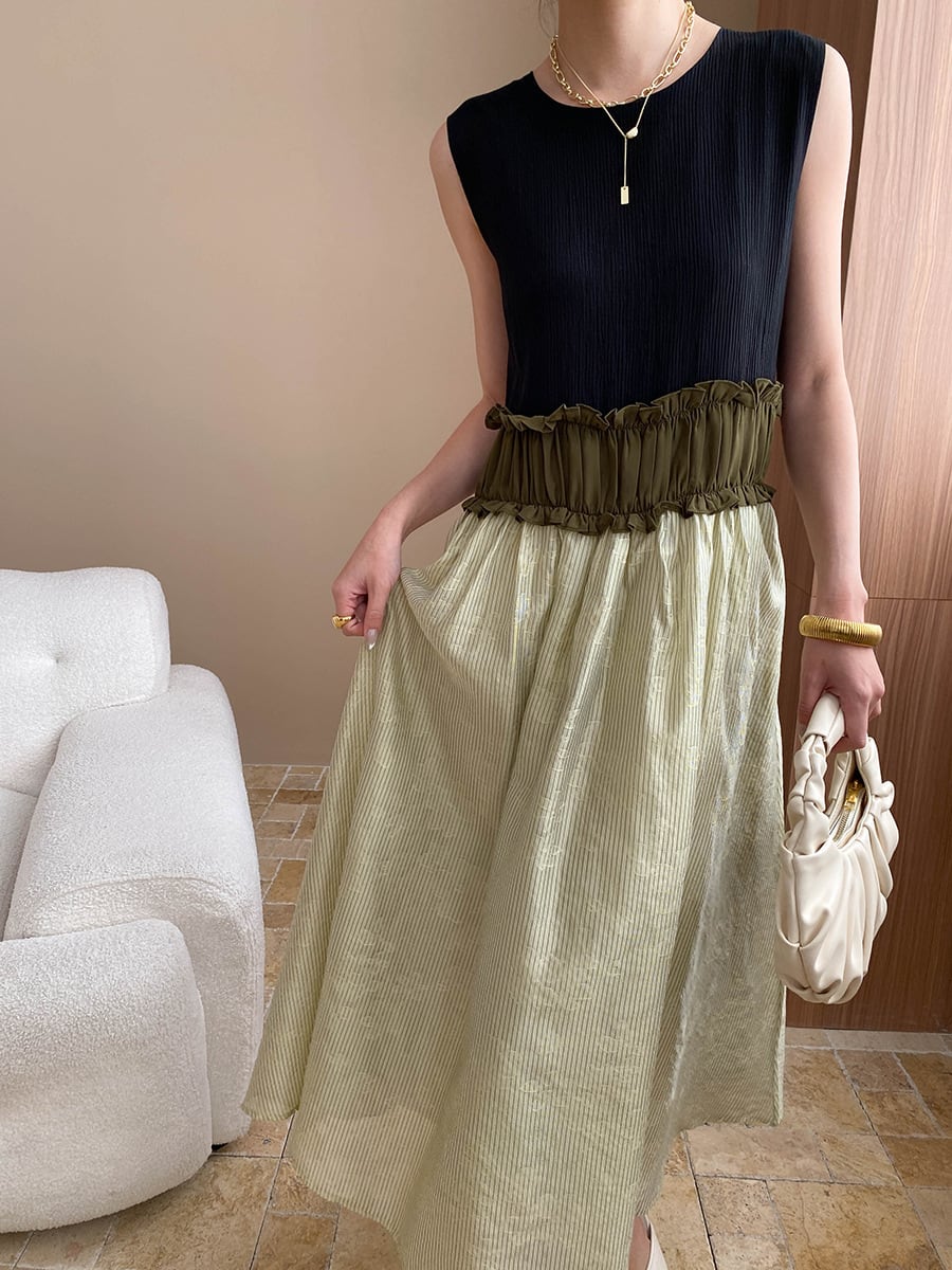 【dress】ノースリーブドッキングワンピース　M29950