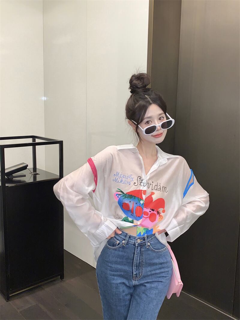 【tops】プリント薄手ブラウスG20368