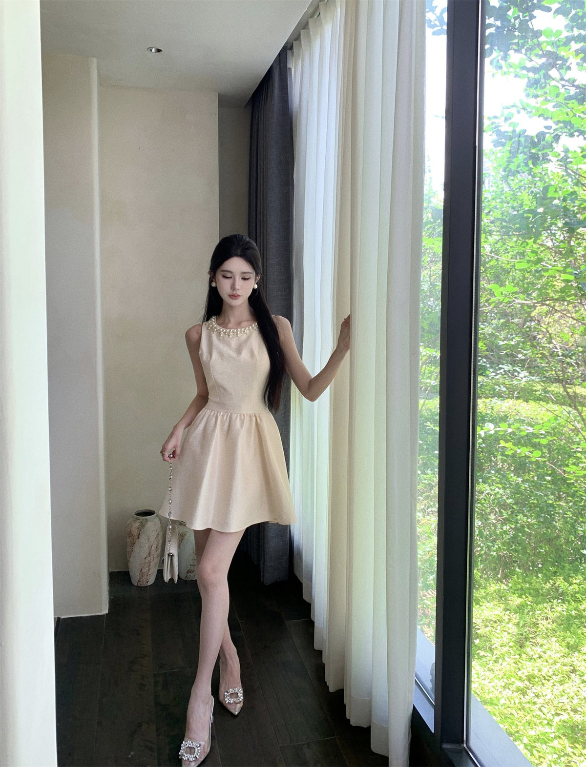【dress】ノースリーブパールワンピース　M24545