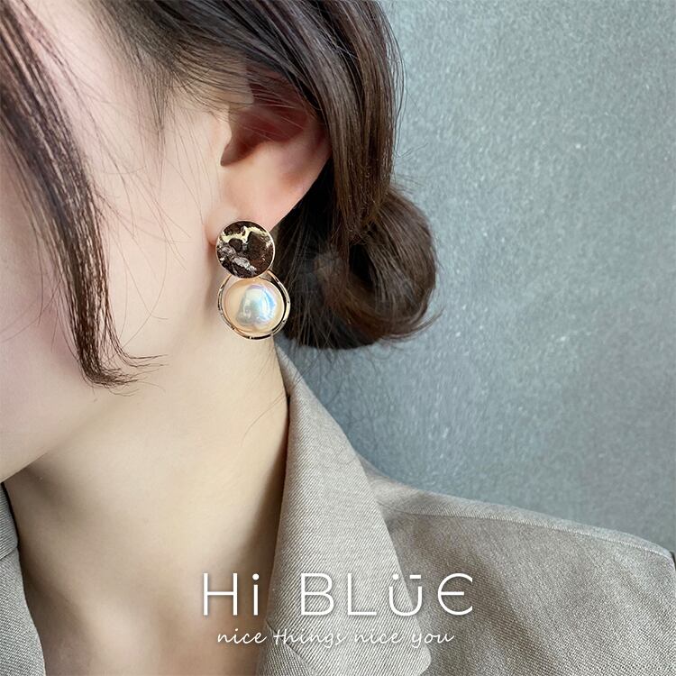 【小物】気質満点 chicシンプルレトロパールサークルピアスアクセサリー