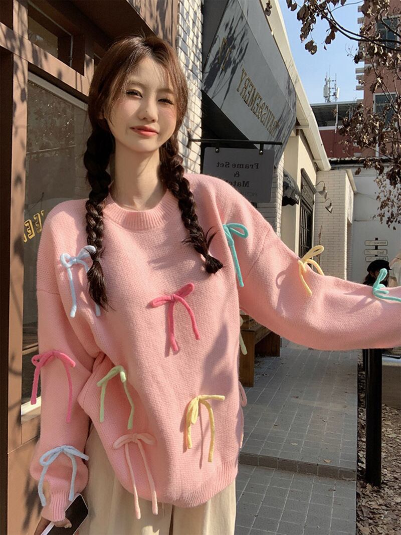 【tops】クルーネックニットセーター　M19182