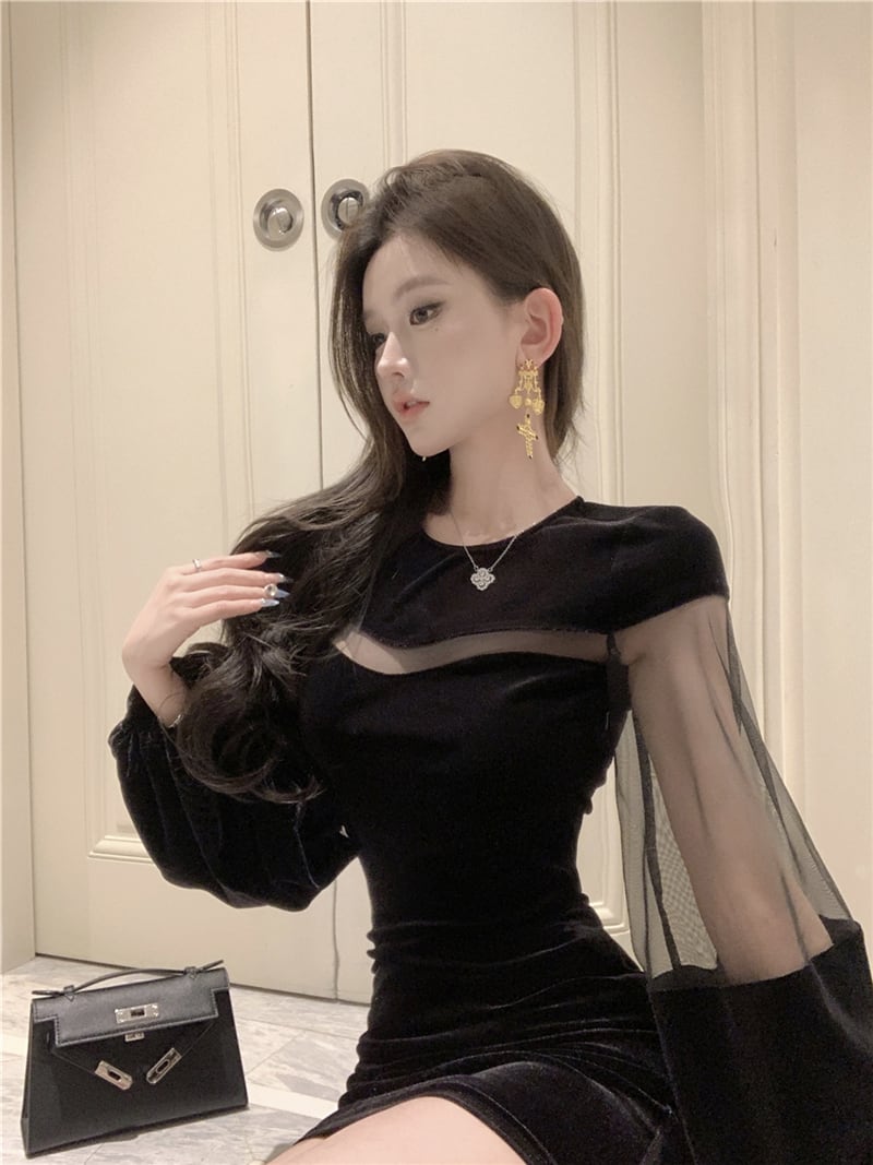 【dress】チュールドッキングミニワンピース　N2952