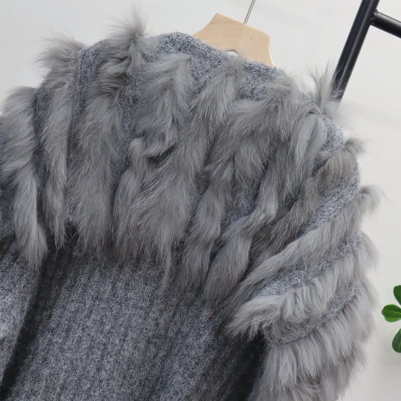 【outer】ファードッキングニットカーディガン Q7209