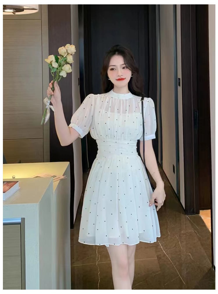 【dress】シフォンドット柄ワンピース G20653