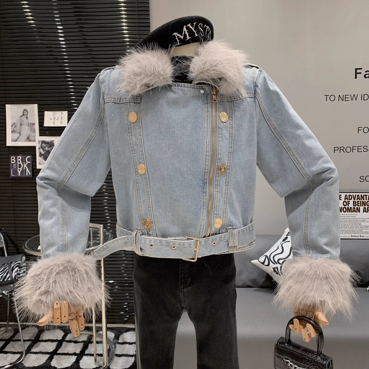 【outer】ファーデニムジャケット　M19108