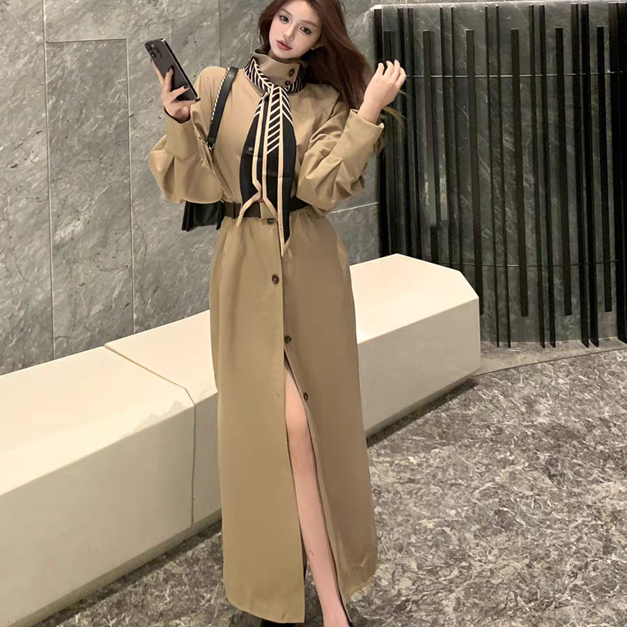 【dress】長袖シャツワンピース＋スカーフ＋ベルトG24042