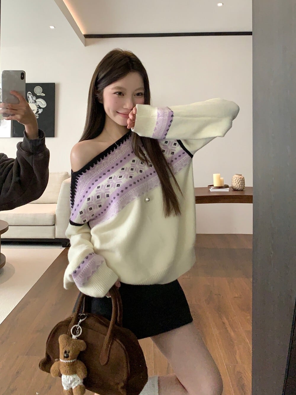 【tops】ジャカードニットセーター　M28843