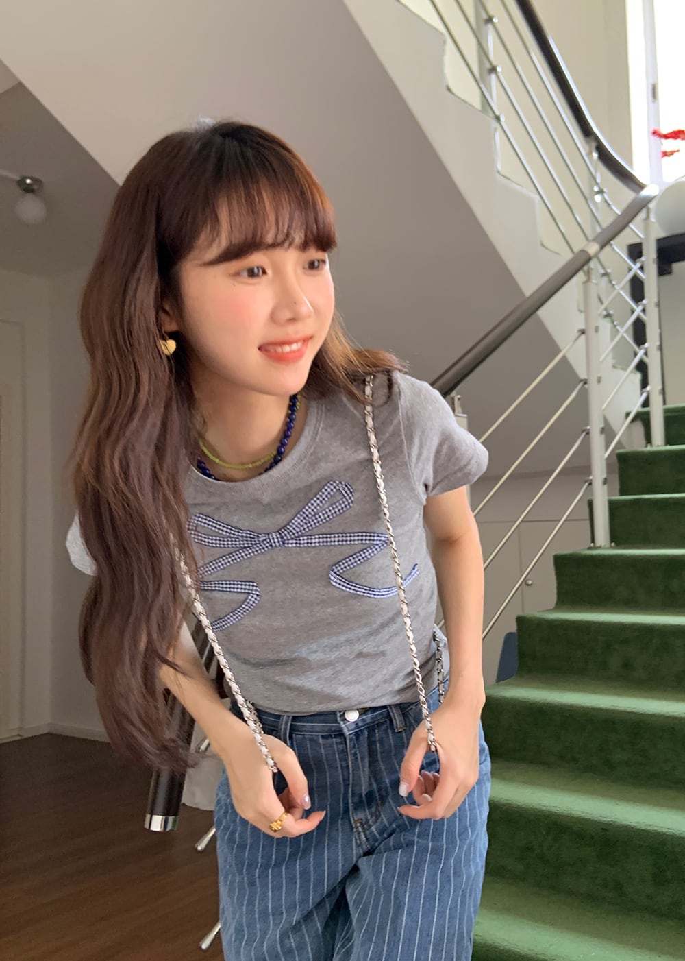 【tops】リボン付きTシャツ　M24988