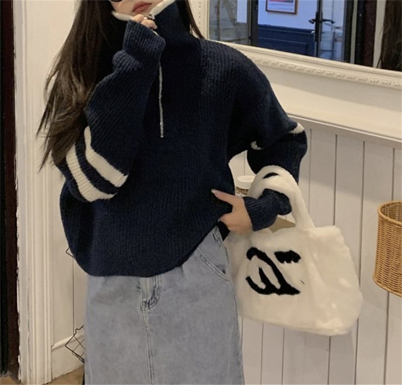 【tops】ファスナーニットセーター　M25995