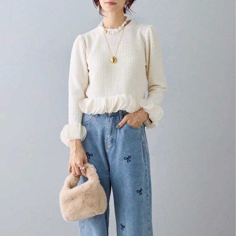【set】ドッキングトップス×デニムパンツセット　M28016