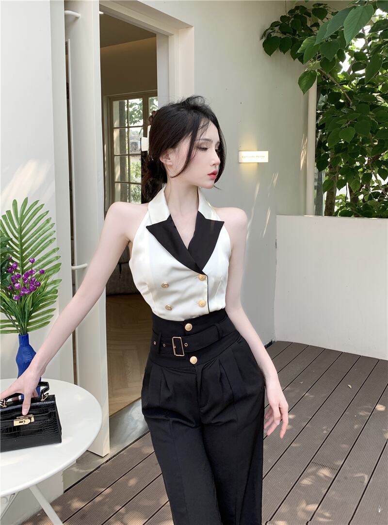 【set】ホルターネックトップス+パンツ２点セットG21316