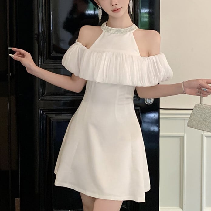 【dress】ビジューオフショルダーワンピース　M24300