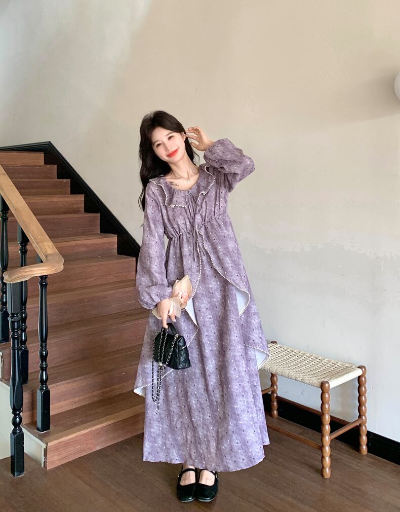 【dress】フレアロングワンピース Q8221