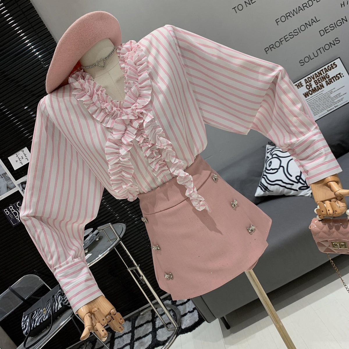 【tops】フリルシャツブラウス　M29981