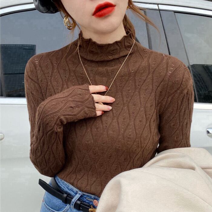 【tops】無地ニットトップス　M26439