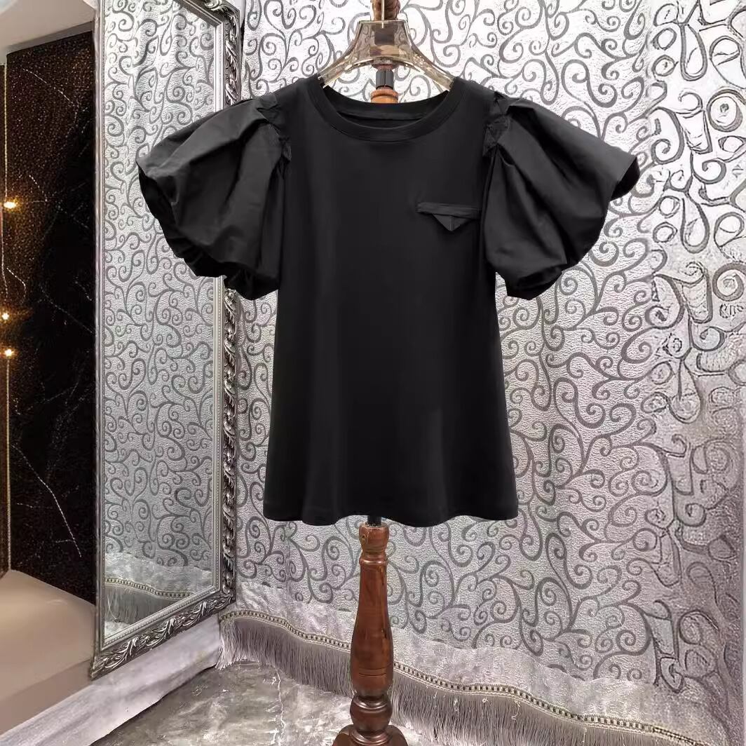 【tops】4色半袖パフ袖ＴシャツF7297