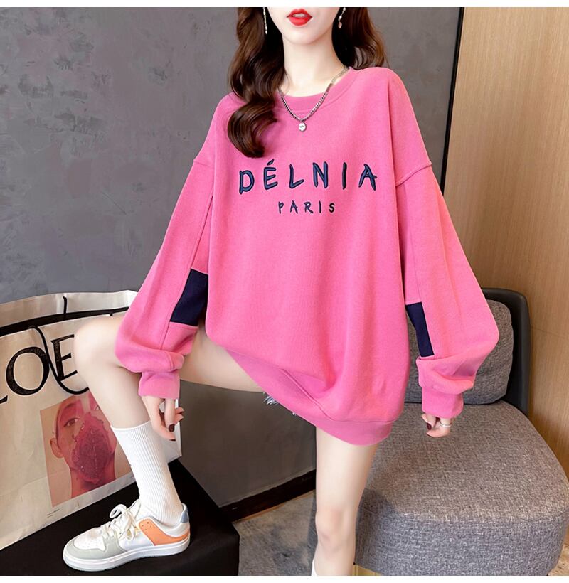 【tops】必ず目を引く秋新作〜3色ラウンドネック長袖ファッション配色英字柄着回しパーカーF0729
