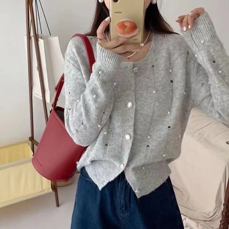 【outer】パールニットカーデ　M25675