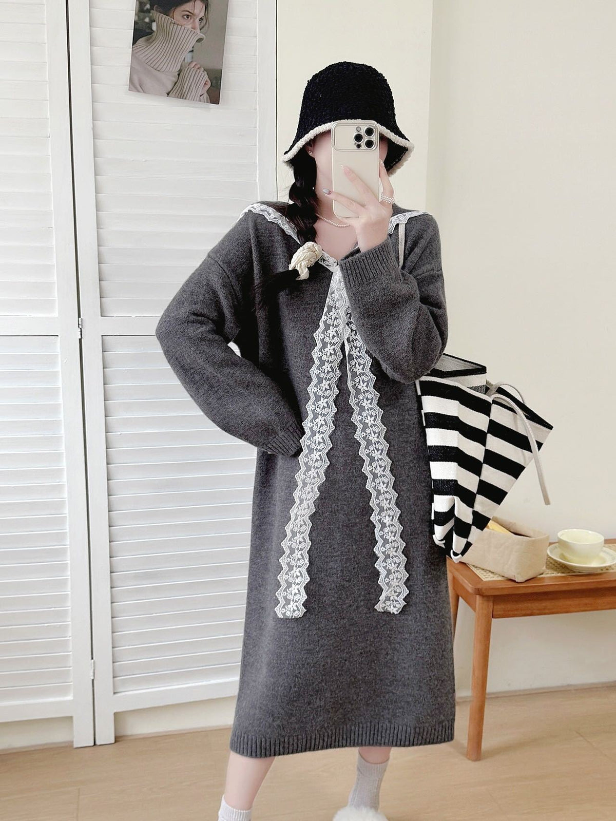 【dress】セーラーカラーニットワンピース Q7770
