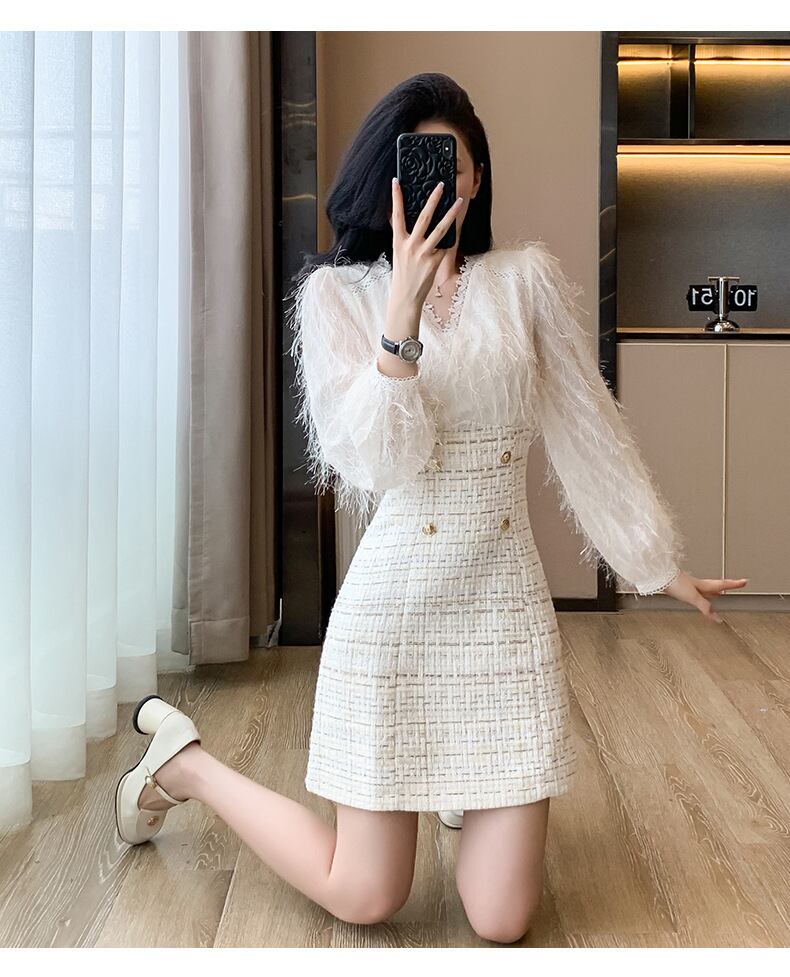 【dress】Vネックドッキングワンピース　M27441