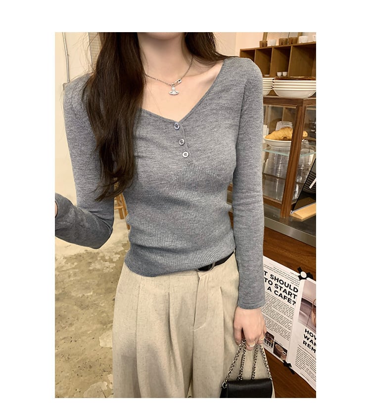 【tops】Vネックニットトップス　M27661