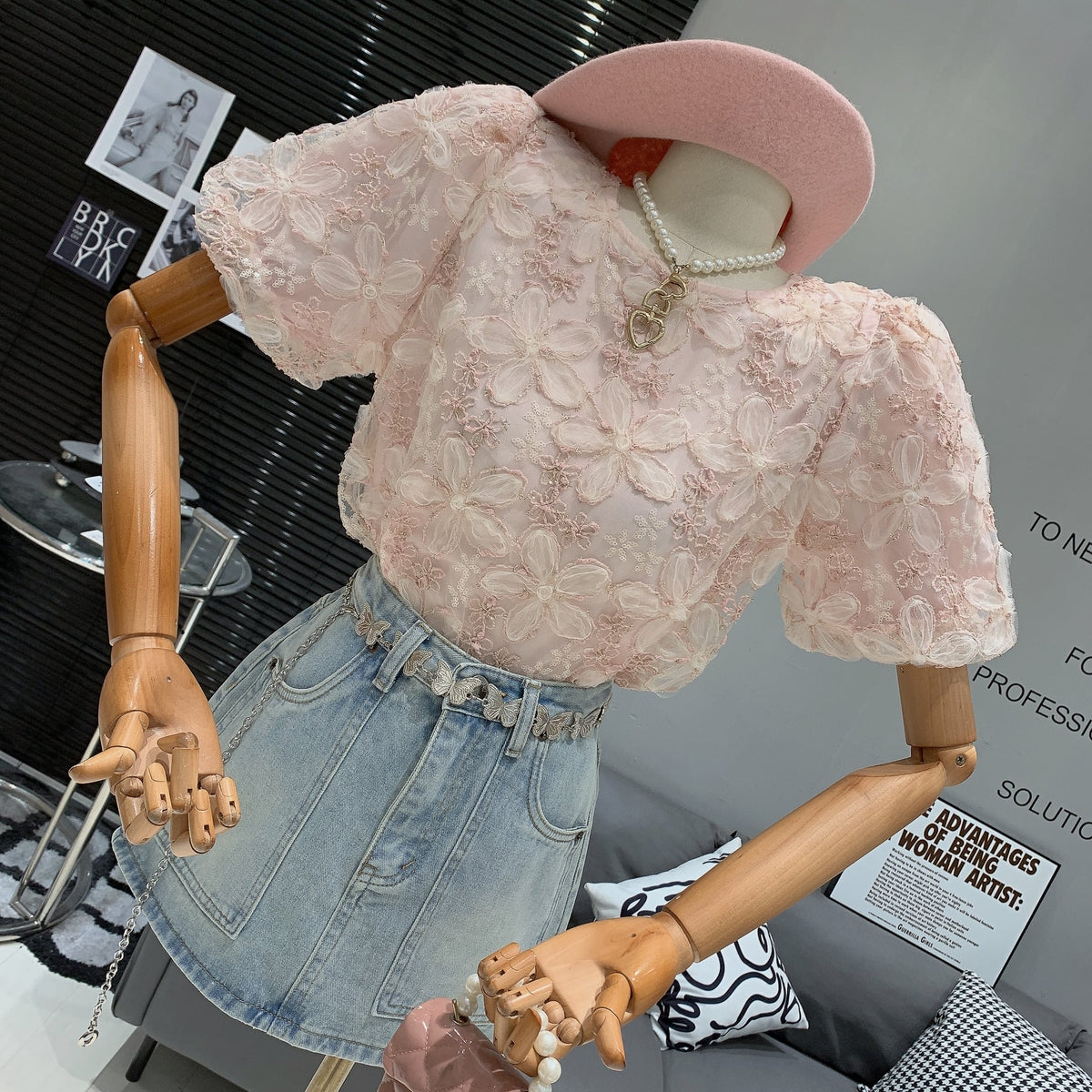 【tops】パフスリーブトップス　M24011
