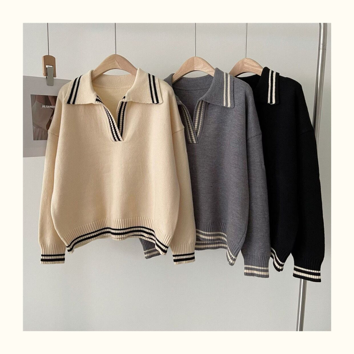 【tops】POLOネックニットプルオーバー　M19022