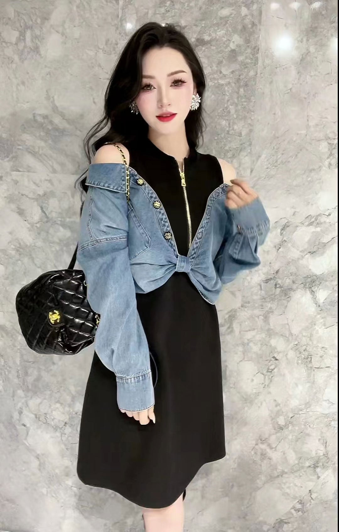 【dress】デニム切り替えワンピース　M26417
