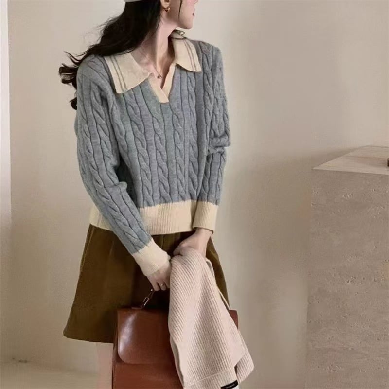 【tops】POLOネックニットセーター　M27279