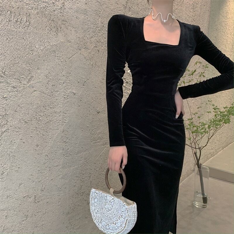 【dress】レトロスウィートフランス風長袖デザインワンピース G2168