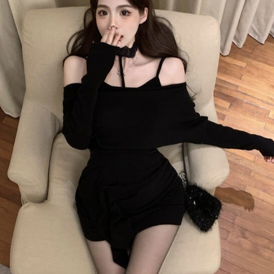 【dress】人気デザインニットワンピース　M28717