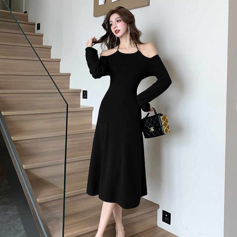 【dress】オフショルダーニットワンピース　M18760