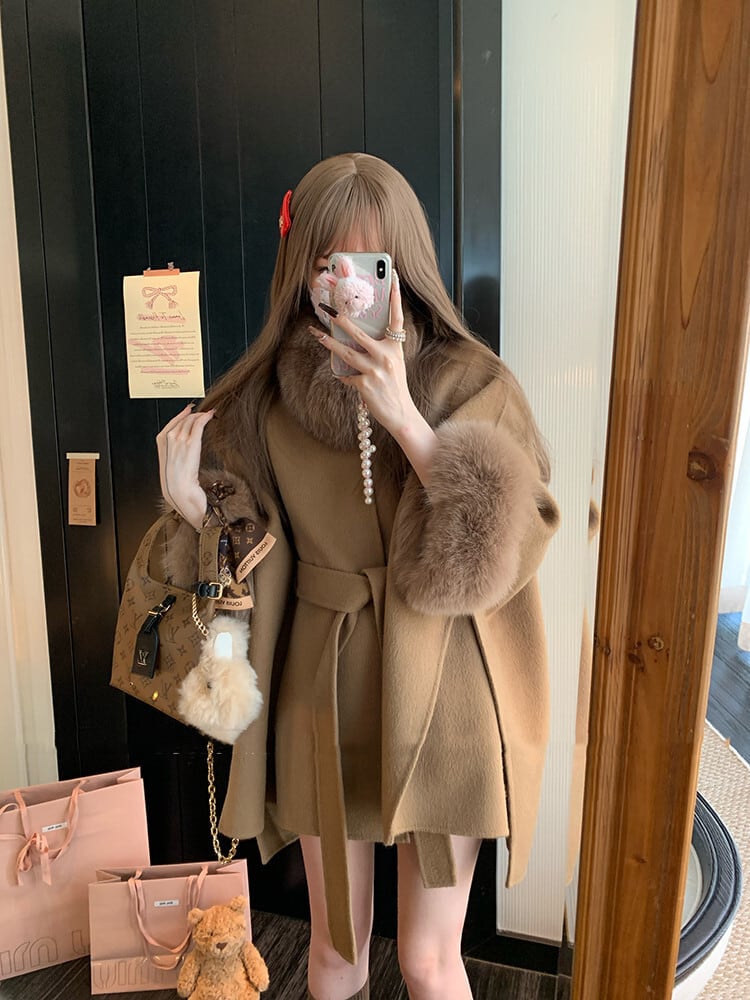【outer】袖ファーショートケープコート　N3313